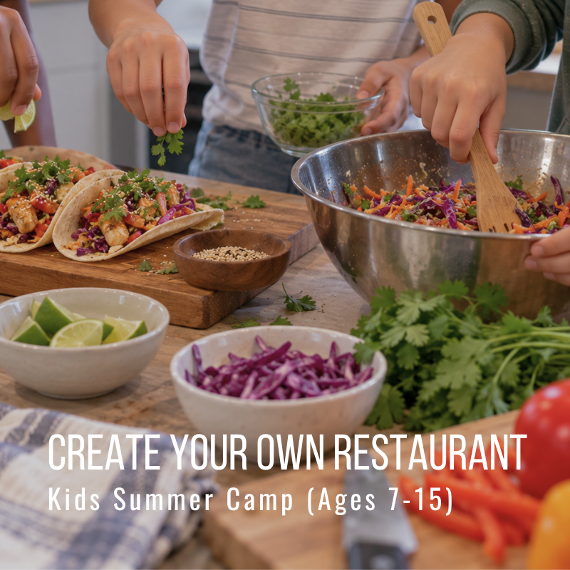 Children preparing tacos with various ingredients on a table.