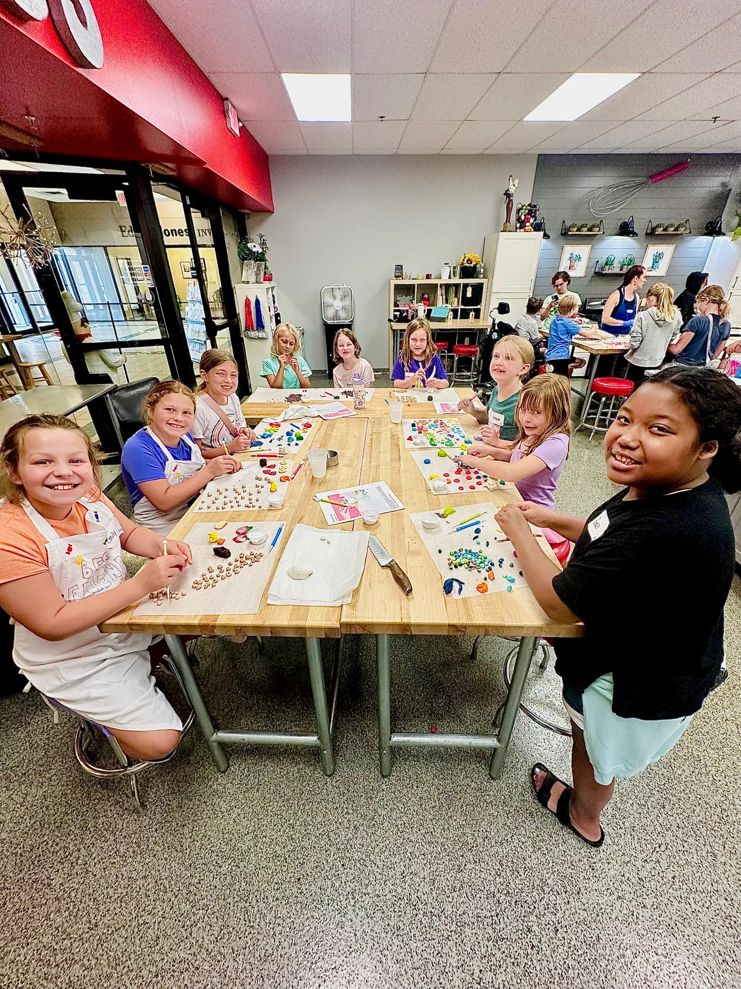 a group of people sitting at a table