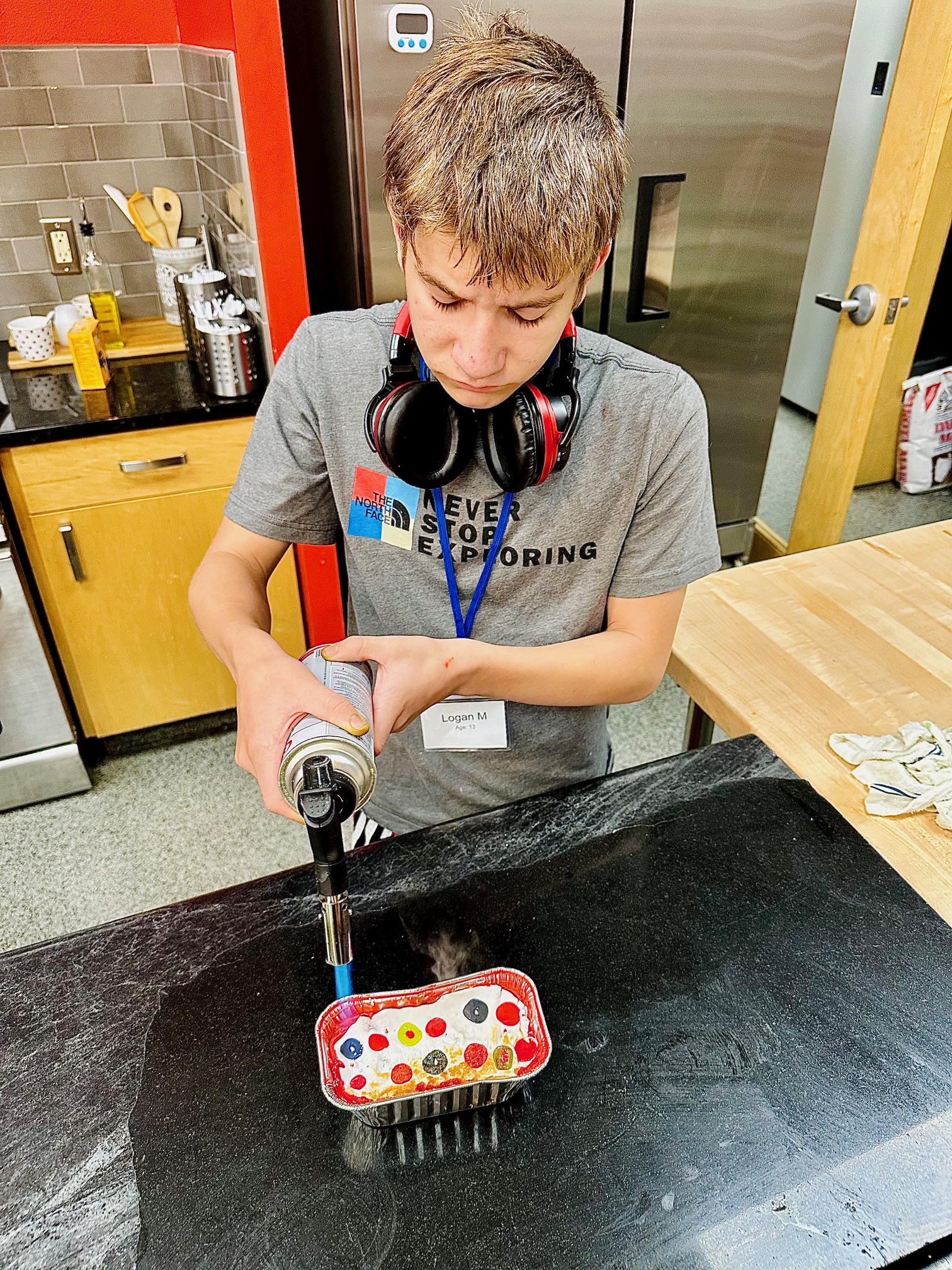 a person sitting on a table