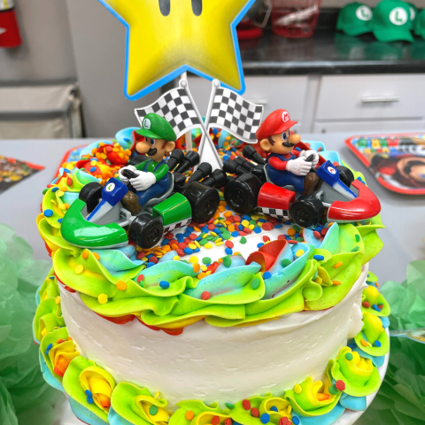 a plate of birthday cake on a table