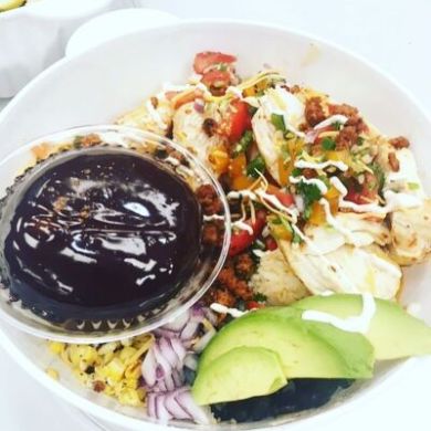 a plate full of food