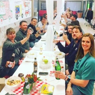 a group of people posing for the camera