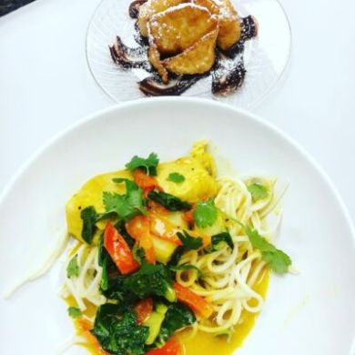 a plate of food on a table