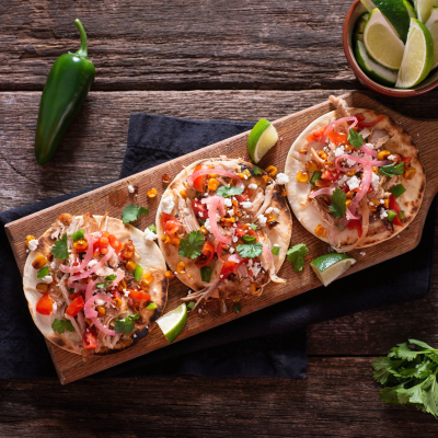 a box filled with different types of food on a table