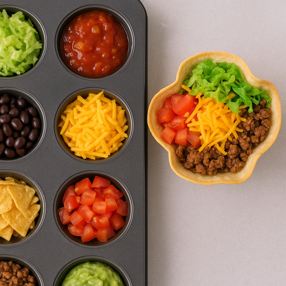 a bunch of different types of food on a table