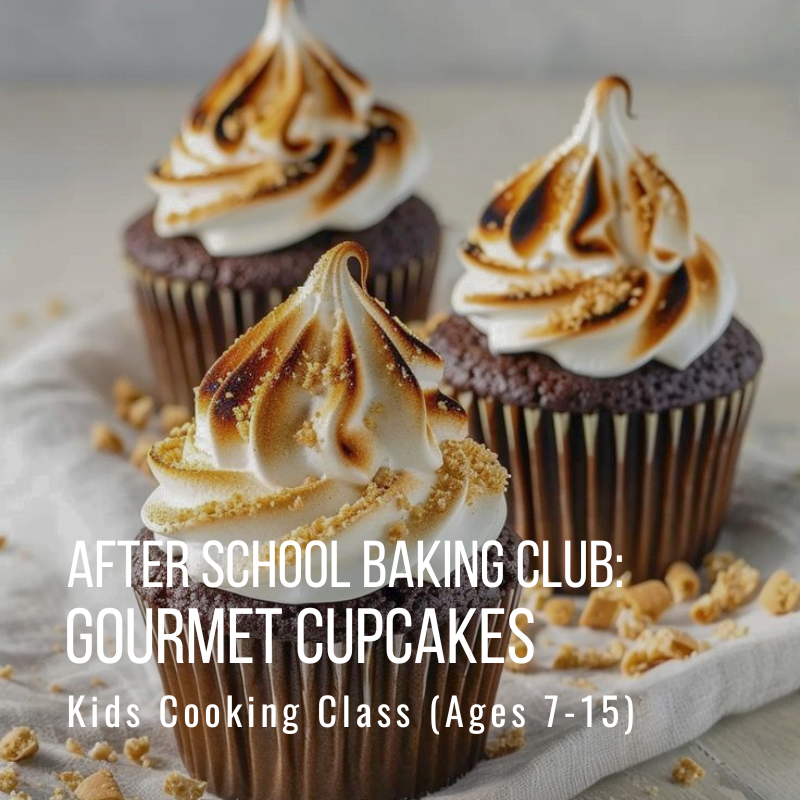 Three gourmet cupcakes with swirled frosting on a plate.